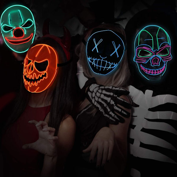 Halloween maske, LED maske med 3 flash modes græskar maske - Perfet