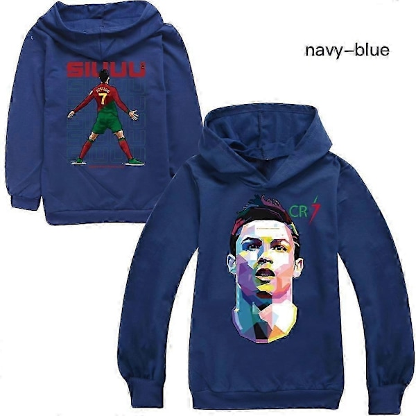 Cristiano Ronaldo Huppari Maailmanmestaruus No.7 Joululahjat Jalkapallotähti Huppari Tytöt Pojat Huppari Pusero Yläosat Lapset Teinit-Täydellinen Navy Blue 13-14years