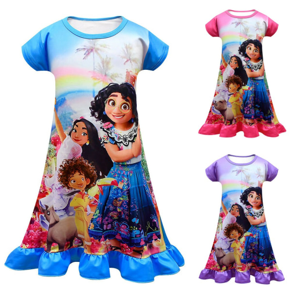 Encanto Girls Kids Söta lösa kortärmade nattlinnen sovkläder - Perfet blue 120cm