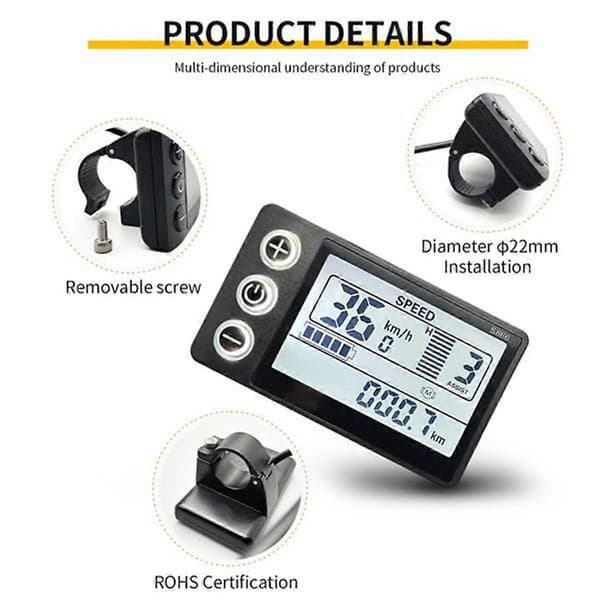 24V 36V 48V 60V Vandtæt LCD Display S866 Controller Panel Instrumentbræt Elektrisk Cykel Display til El-Perfet