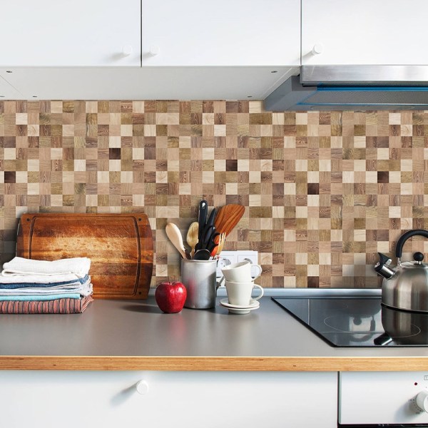 25 stk Kjøkkenfliser Baderomsmosaikk Selvklebende innredning - Perfet Brown,15x15cm