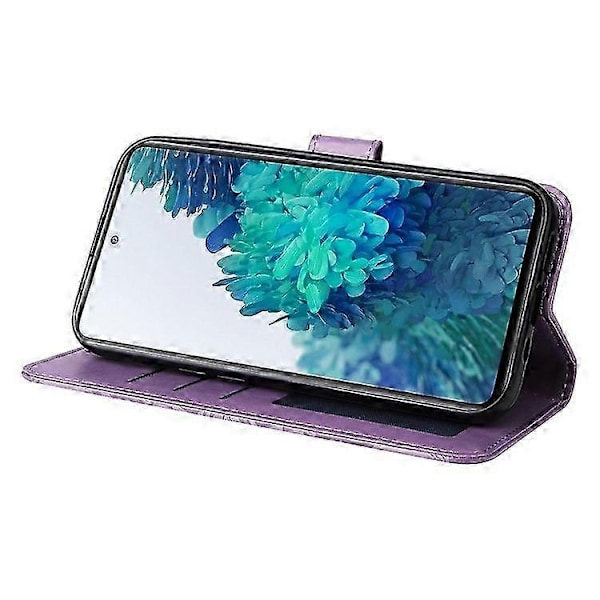 Kompatibel med Galaxy S20 FE / S20 FE 5G / S20 Lite Solros PU Läder Magnetiskt Plånboksfodral med Ställ - Perfekt Purple