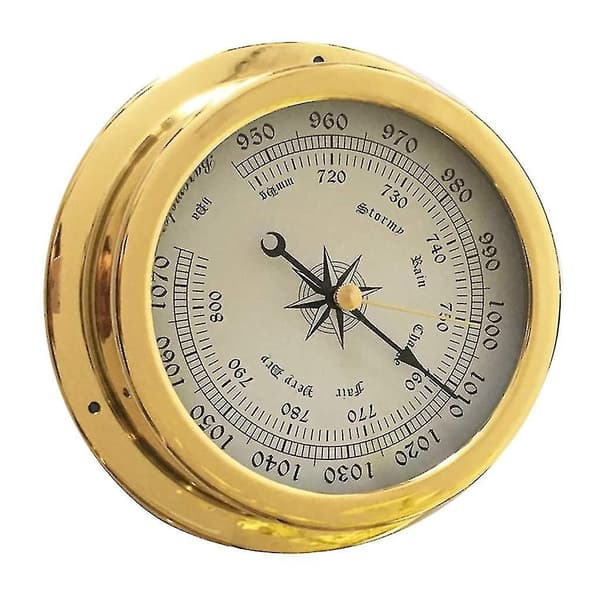 4 st Båt Barometer Klocka Termometer Hygrometer Väderstation Set Väggmontering Typ Mässing för Skal Lättvikt Hygrometer med Sond-Perfekt