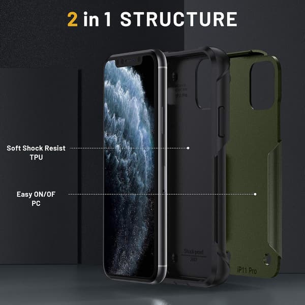 Støtsikkert telefondeksel kompatibelt med iPhone 11 Pro Max-Perfet Green