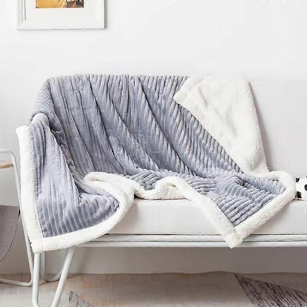 Magisk Sammet Sherpa Filt Fleece Pläd Orange och Vit Sherpa Mjuk Plysch Fluffig Varm Mysig Tjock för Säng Soffa Soffbord Stol - Perfekt 8 100X150cm