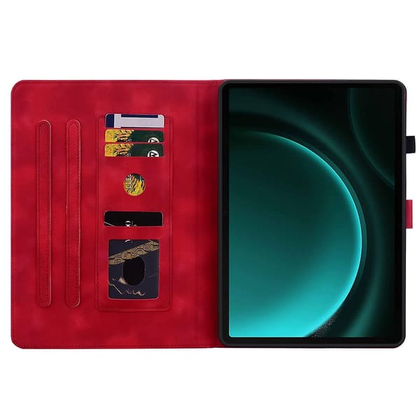 Präglat Läderfodral Kompatibelt med Samsung Galaxy Tab S9 / S9 FE-Perfet Red