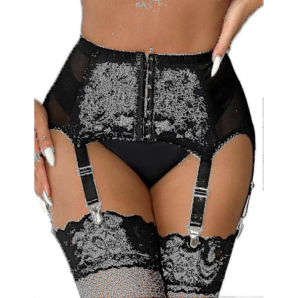 Dam Garterbälte Plus Size Spets Garter och 6 Metallklämmor Justerbara Underkläder Garter Hängslen U-Perfet Red 4XL