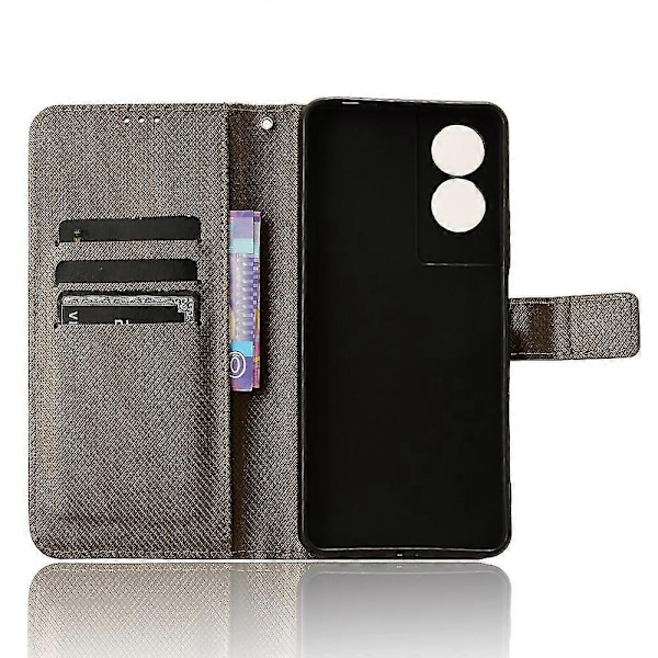 Kompatibel med TCL 505 T509K T5094 Fodral Diamanttextur PU Läder Kortplatser Ställ Telefonskal - Perfekt Brown