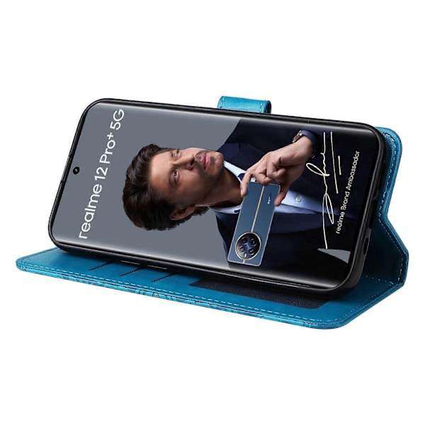 för Realme 12 Pro 5G/12 Pro+ 5G Läderfodral Präglat Solros Flip Folio Plånbok Telefonfodral - Perfet Style B