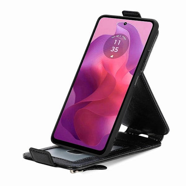 Plånboksfodral med dragkedja i läder för Motorola Moto G34 5G-Perfet Black