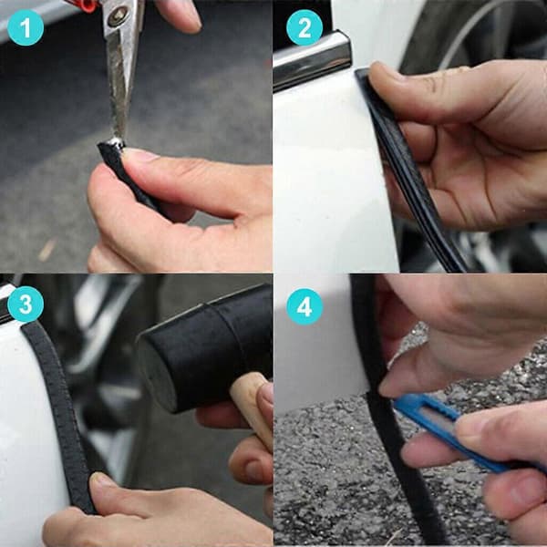 10 meter sort Kade kantbånd med gummiprofil