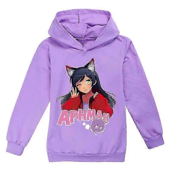 Helt ny casual långärmad huvtröja för pojkar och flickor Aphmau barn huvtröja topp Present-Perfekt Purple 11-12Years