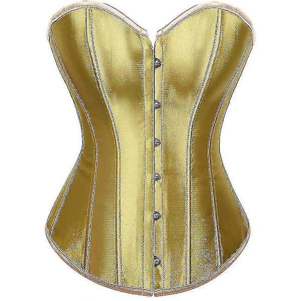 Kvinders Bustier Korset Top Sexy Lingeri Sæt Sort Satin Talje Cincher-Perfet Gold 6x-large