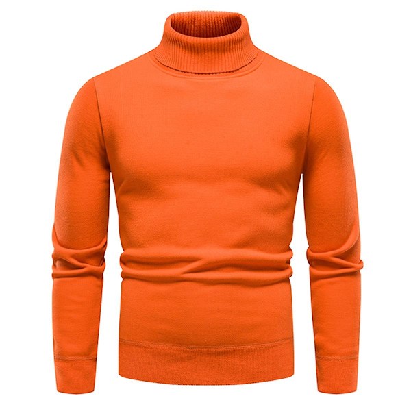 Yynuda Herre Turtleneck Lett Slim Fit Genser Casual Strikket Pullover-Perfet Orange S