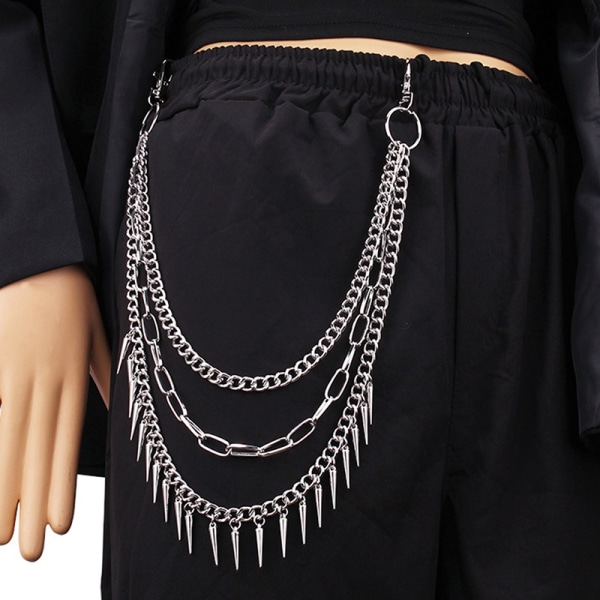 Layered Punk Chain On The Jeans Byxor Kvinnor Spike Nyckelringar - Perfet