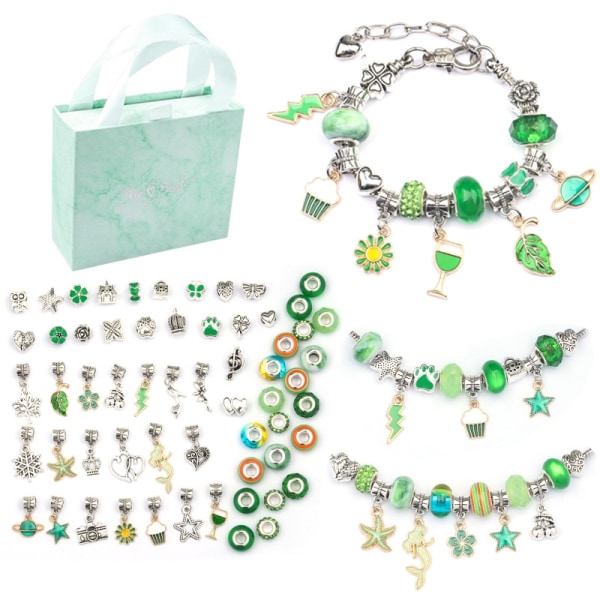 Blendende fargerik krystallarmbånd DIY-smykkegaveeske - Perfet green
