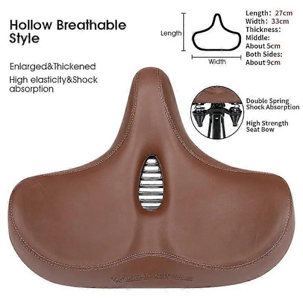 Pitkän matkan pyöräsatula, leveä, paksu, ergonominen, pehmeä pehmuste, maastopyörä, MTB-maantiepyörän satula, mukava pyöräilyistuin - Täydellinen Hollow Coffee
