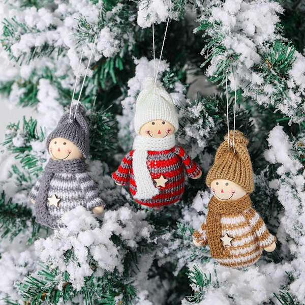 6-pack Christmas Snowman Doll Pendel (röd, grå, brun)