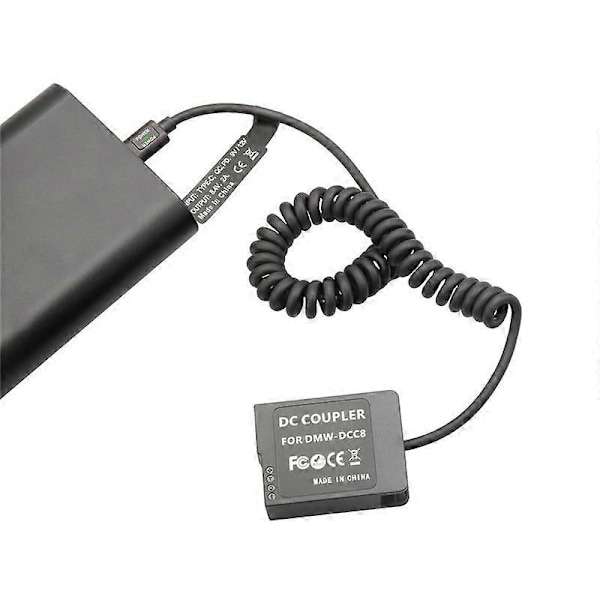 DMW-BLC12 Dummy Batteri DMW-DCC8 PD USB-C Kobler Kompatibel med GX8 FZ1000 FZ300 FZ200 G6 G7 G80 G81 G85 G95 G99 FZ2000-Perfet
