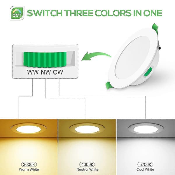 6-pack 7W Ultra Slim Dimbar LED Downlight CCT 67-75mm Utskärning Vit IP44CE-Perfet