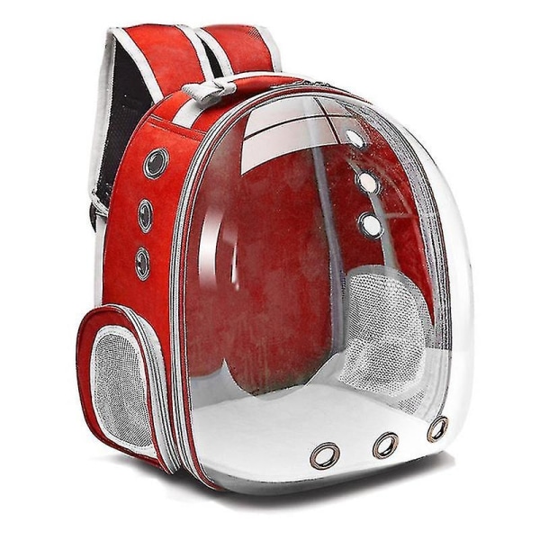 Cat Backpack Outdoor Pet Axelväska Andas Portabel Rese Transparent Bag Classic Red