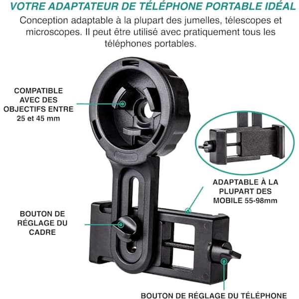 Telefonadapter Pro til kikkerter, monokularer, teleskoper og mikroskoper