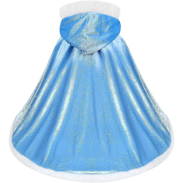 Dubbelsidig Kap för Vuxna och Barn, Påsk Halloween Jul Kap Maskerad Vampyr Häxa Trollkarl Cosplay Kap - Perfekt Blue 130cm