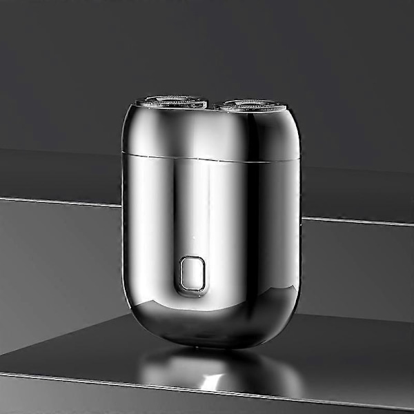 Seneste Model USB Genopladelig Elektrisk Barbermaskine til Mænd - Bærbar Mini Dobbeltbladet Vaskbar Rejsebarbermaskine - Perfekt silver