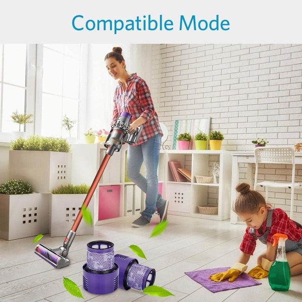 2-pakke filtre til Dyson V10 SV12 med rensebørste