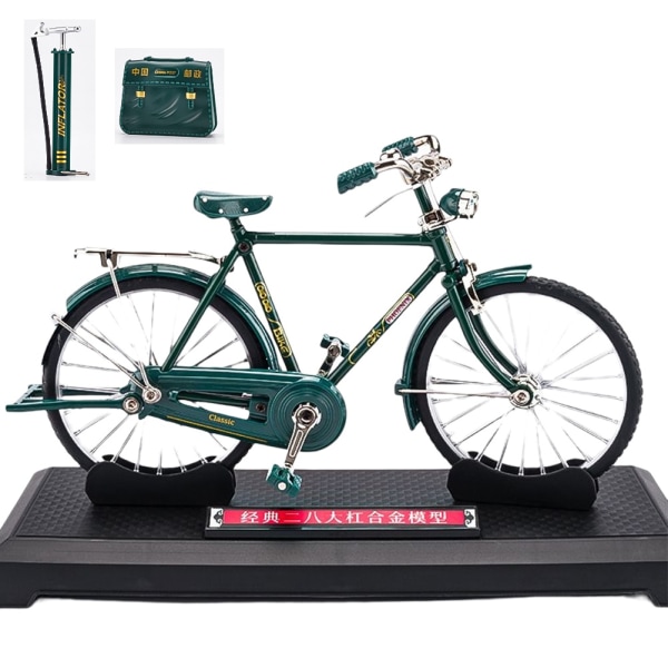 Retro cykel modell kit, miniatyr metall prydnad för konstsamling, leksaker för barn - Perfet Green