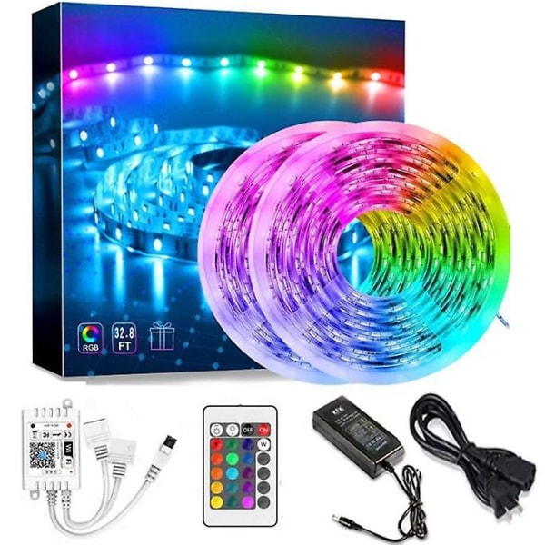Led Light Strip Set Wifi Smart Dc12v24 Key App Färgglad Rgbled Light Strip Lim Vattentät - Perfet US plug 10M