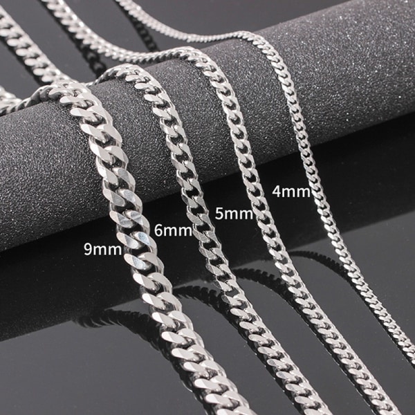 Størrelse 4-6 mm rustfrit stål halskæde til mænd Cuban Link Chain Hip - Perfet as the picture C:4mmx22in