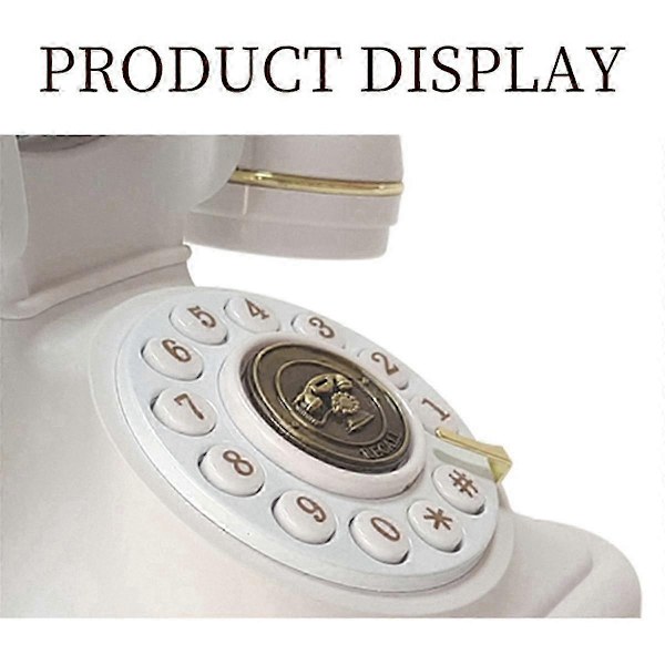 Audio Gästbok Telefon Retro Roterande Stil Antik Audio Gästbok Telefon Meddelande Röstinspelare Vintage Telefon Blå-Perfet White