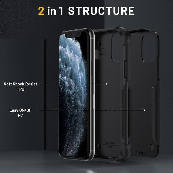 Støtsikkert telefondeksel kompatibelt med iPhone 11 Pro Max-Perfet Black