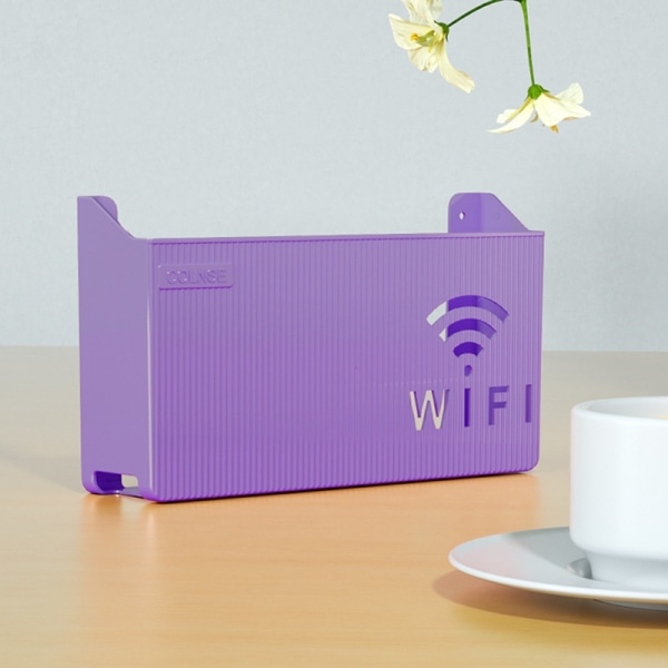 Trådløs Wifi Router Hylle Oppbevaringsboks Vegghengende ABS Organiz - Perfet Purple