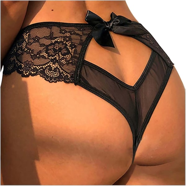 Naisten alusvaatteet Solid Lace Bow Alusvaatteet Alushousut Sukat Knick - Perfet Black L