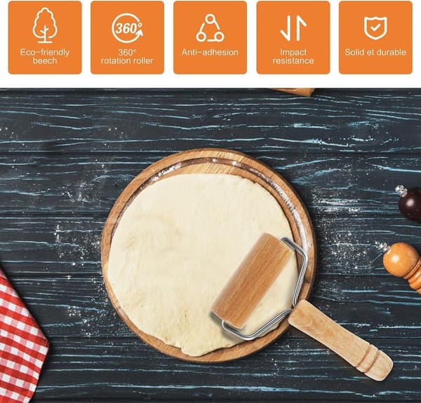 Non-stick kavel i trä 2 pizzakavlar i trä för P