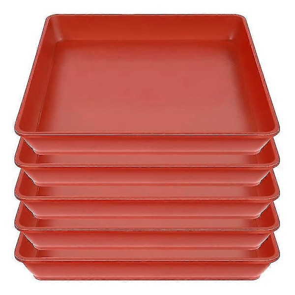Firkantede plastpottebrett for oppsamling av overflødig vann og jord fra innendørs planter - Perfekt Red 10 inches