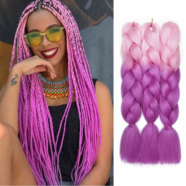 2" Dip Dye Rainbow Jumbo Braids Plant synteettinen hiustenpidennys - Perfet 4