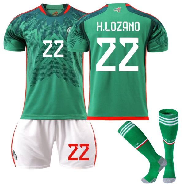22-23 New Season Meksiko Home Soccer Jersey harjoituspuku CHICHARITO 14 - Perfet H.LOZANO 22 Kids 18(100-110CM)