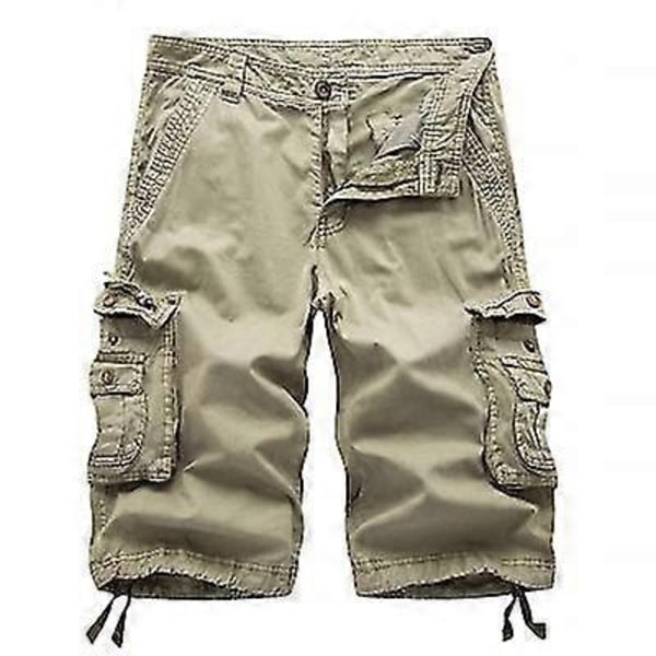 Bomulls Cargo Shorts Herr 2023 Sommar Herr Armé Militär Taktisk Homme Shorts Man Casual Streetwear Flera Fickor Cargo Shorts-Perfet Khaki 40