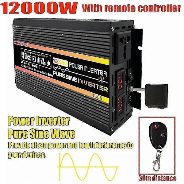 8000w/10000w Ren Sinusvågsströmriktare Spänningstransformator Intelligent Digital Display Bil Hem Utomhus Dc12v 24v 48v 60v -220v Konverterare ZD.16 24v 10000W with controll