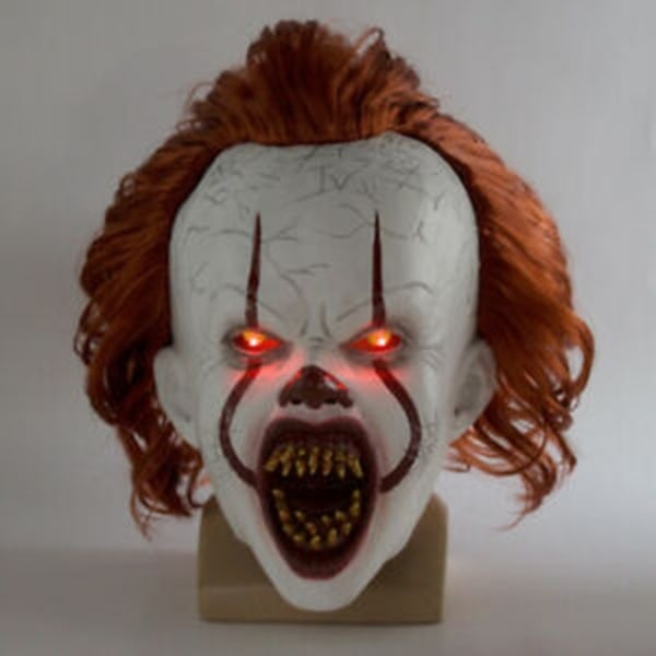 Halloween Cosplay Stephen King's It Pennywise Clown Mask Kostymmask utan LED One size Mask with LED Men 3XL