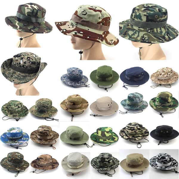 Herr Casual Mössor Bredrandig Keps Militär Camo Hattar - Perfet Black - Solid