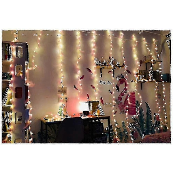 Fjäderljusslinga, LED Dekorationsljus, Fjärrkontroll Romantisk Vägg Hängande Gardindekoration, Fjäderljusslinga Hög kvalitet - Perfekt Style 1 3*3M