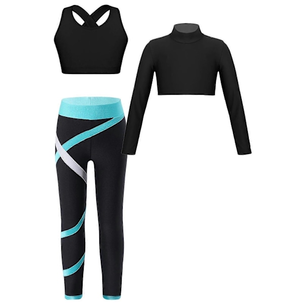 Barnkläder för flickor Sportkläder Barn Yoga Set Ballet Gymnastikdräkt Sport Fitness Gym Löpning Fitnesskläder - Perfekt Green 12