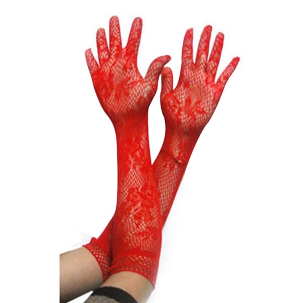 New Fashion Label Gloves Pitkät Mesh Gloves Net Smooth Fa - Perfet Red