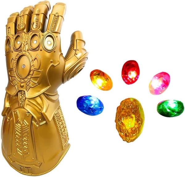 LED Ljus Upp Infinity Gauntlet Thanos Handskar med Avtagbara Magnetiska Infinity Stenar-WELLNGS