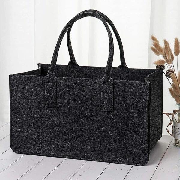 Trekurv Filtpose med håndtak, Trefiltpose Sammenleggbar trekurv Aviskurv, 50 × 25 cm
