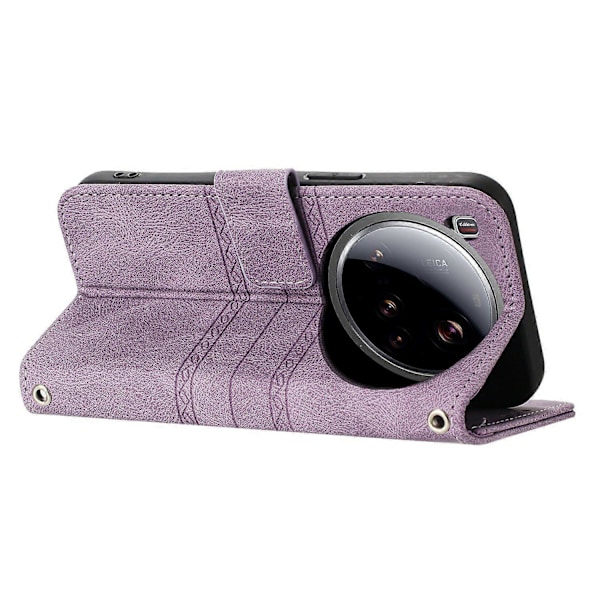 Yhteensopiva Xiaomi 15 Ultra Kotelon kanssa Lompakko Ihoa koskettava Nahka Painettu Puhelinkotelo - Punainen-Perfet Purple